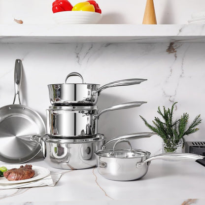 KEAWELL K3 Premium 8-Quart Tri-Ply Stainless Steel Stockpot with Lid, Induction & Oven Safe up to 600°F, Even Heating, Professional Cookware for All Stovetops (8-Qt)