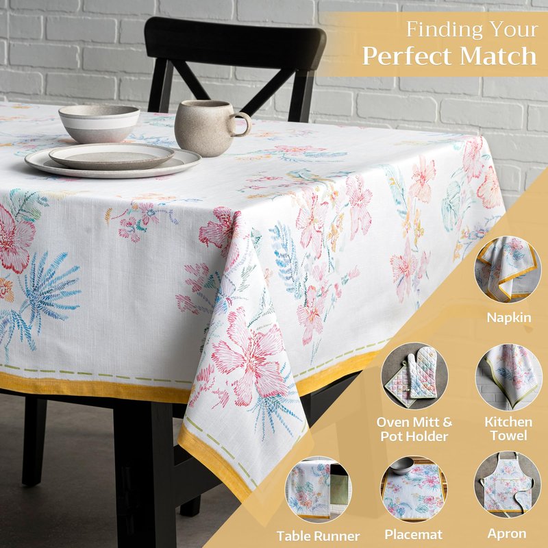 Maison d' Hermine Table Cloth Rectangle Table 100% Cotton 60 x 108 Inches Tablecloth Reusable Decorative for Dining Kitchen Room Farmhouse Home Gifts for Mothers Day Spring Summer - Paradise Island