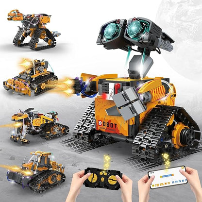 5 in 1 STEM Robot Building Kit 673 Piece APP/Remote Control Mech RC Robotics for Kids Ages 8-12 Educational Science Kit Coding Robots Toy Building Set Birthday Gifts for Boys Age 8-14+