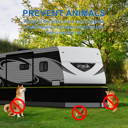 RV Skirting Kits for Winter - Heavy Duty Insulated Camper Skirt for Travel Trailer, 5th Wheel & Motorhome, All Weather Waterproof Windproof Cold Weather & UV Resistant Underpinning Cover, 65ft x 2.6ft
