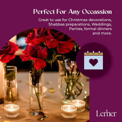 Lerner Clear Tea Lights Candles Bulk - Long Burning 8 Hour Clear Cup Tealight 50 Pack - Consistent Smkless Clean Burning - Holiday, Wedding, Spa, Emergency and Home Decoration Candles