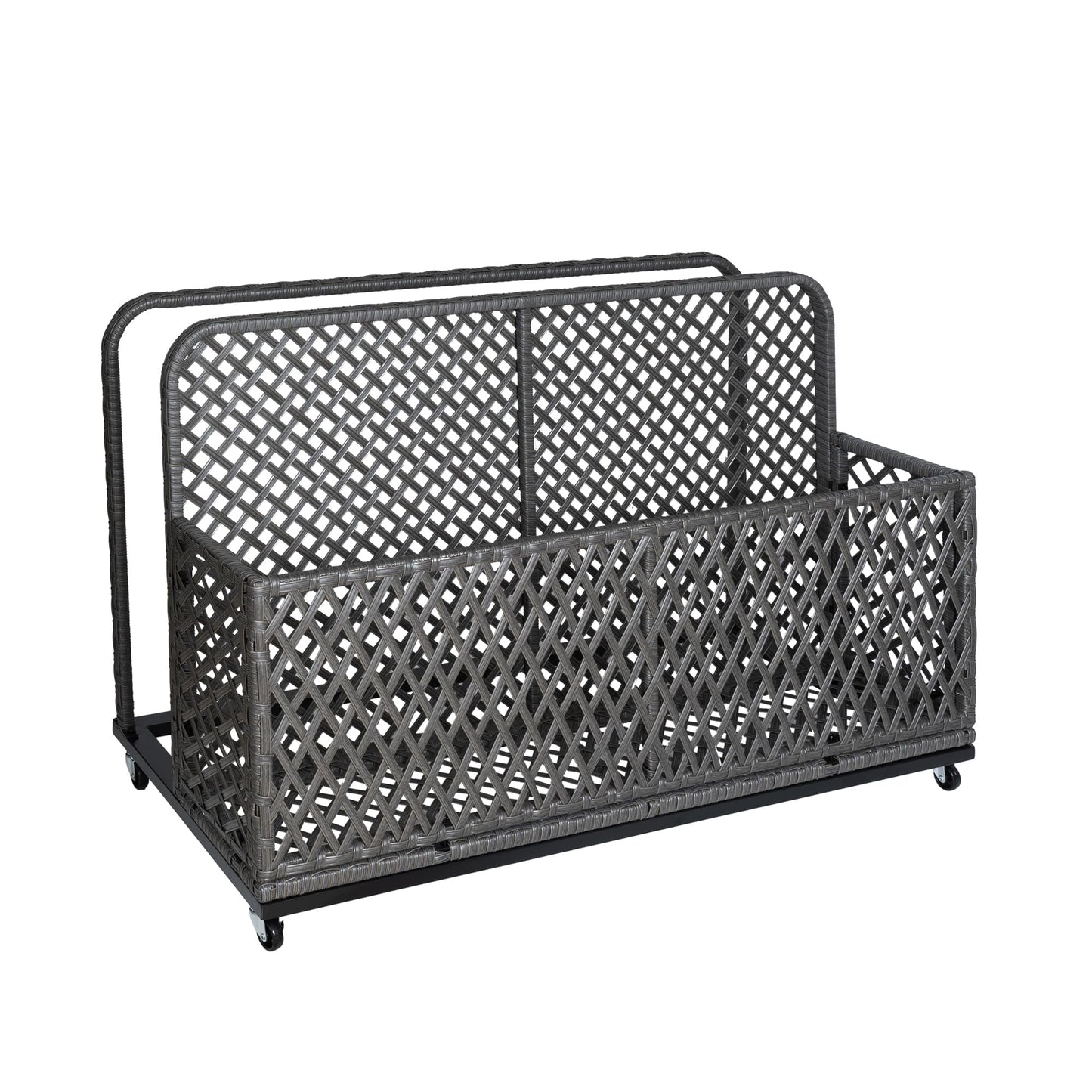 IDEALHOUSE Poolside Float Storage, Outdoor Storage, Patio Basket, Storage Box, PE Rattan Outdoor Pool Caddy with Rolling Wheels for Floaties, Patio, Pool, Beach-Sturdy & Movable, Diamond Gray