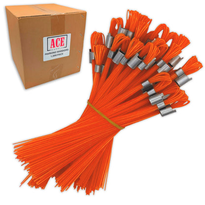 ACE Supply Orange Marking Whiskers - 1000 Pack - Durable Marking Whisker Set - Use Survey Whiskers As Survey Stakes, Construction Markers, Or Trail Markers