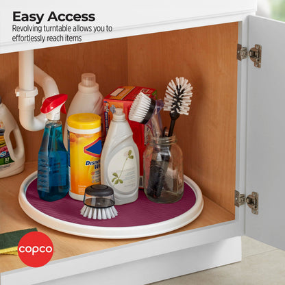 Copco Under-Sink Pantry and Cabinet Organizer, 18-Inch, Revolving Storage Solution, White and Gray