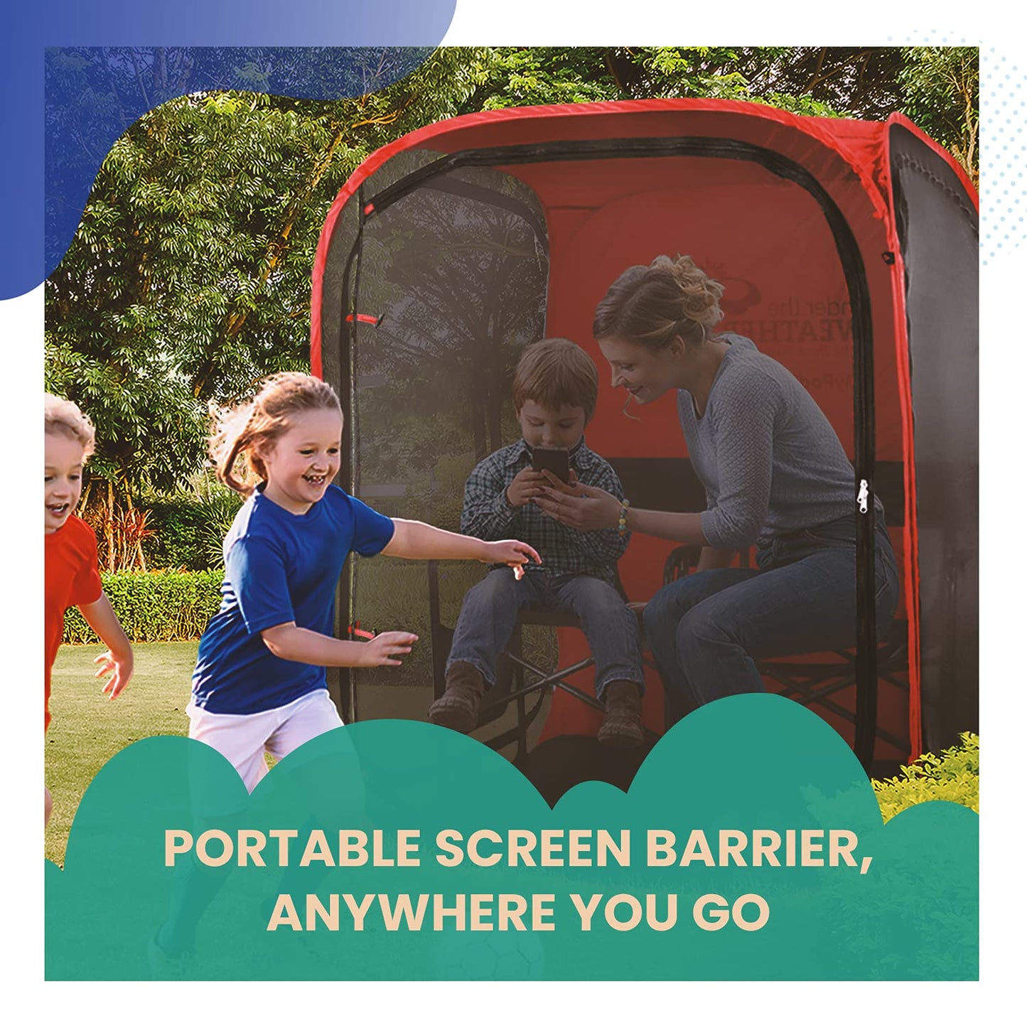 Under the Weather WeatherPod Tank MyPod™ Mesh 1-2 Person Pop-Up Screen Tent Pod - The Original Shark Tank - Keeps Out Bugs, Mosquitos with UPF 50 Sun Protection, Navy