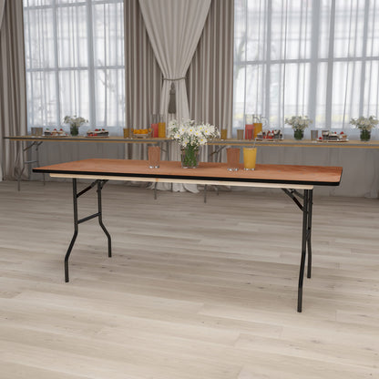 Flash Furniture Gael 6' Wood Folding Training and Event Table, Rectangular Folding Training Table with Smooth Clear Coated Finished Top, Natural