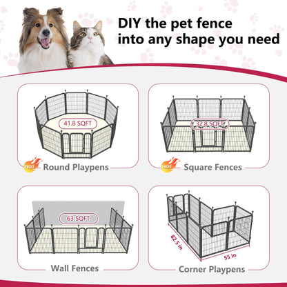 Jhsomdr Dog Playpen 32 inch 10 Panels Portable Pet Fence Outdoor for Yard Indoor Dog Pen for Medium/Small Animals, Large Pet Puppy Playpen Heavy Duty Pet Fence for RV Camping, Yard