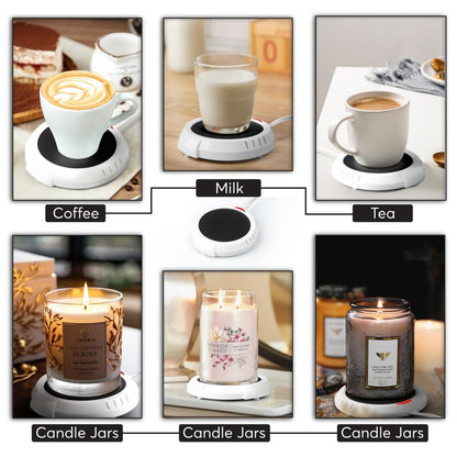 Candle Warmer Plate Safely Releases Scents Without a Flame- Used as Candle Jar Warmer, Candle Melter, Coffee Warmer, Mug Warmer, Cup Warmer in Your Home & Office (Black)