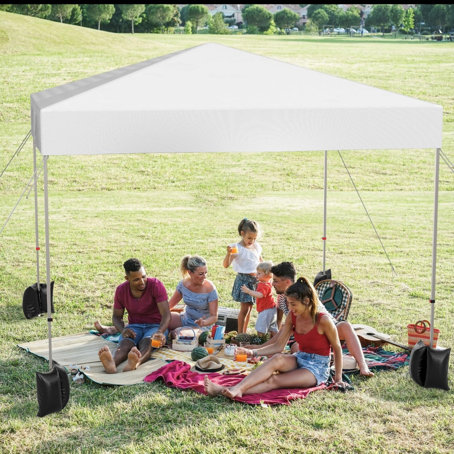 Hipicute Pop Up Canopy Tent 10x10ft, 1-Person Setup Instant Tent Shelter, Portable Commercial Outdoor Canopies w/Roller Bag, 4 Weight Bags 4 Ropes & 8 Stakes for Beach Events Parties Camping, White
