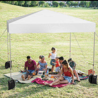 Hipicute Pop Up Canopy Tent 10x10ft, 1-Person Setup Instant Tent Shelter, Portable Commercial Outdoor Canopies w/Roller Bag, 4 Weight Bags 4 Ropes & 8 Stakes for Beach Events Parties Camping, White