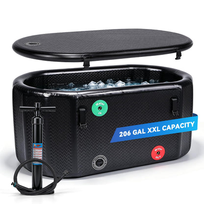 Poafamx Ice Bath Tub for Athletes, 206 Gal XXL Inflatable Cold Plunge Tub with Insulated Cover, Compatible with Water Chillers, Portable Bathtub for Outdoor & Indoor Recovery Cold Water Therapy
