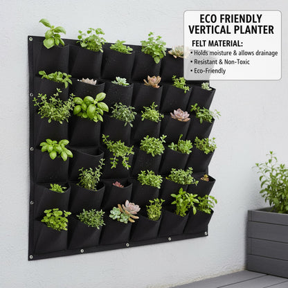 Peosaard Vertical Planter, Vertical Garden Planter with 36 Pockets, Living Wall for Indoor Outdoor Use, Thick Non-Woven Fabric Planting Bag (Black, 39.4"x39.4"), Garden