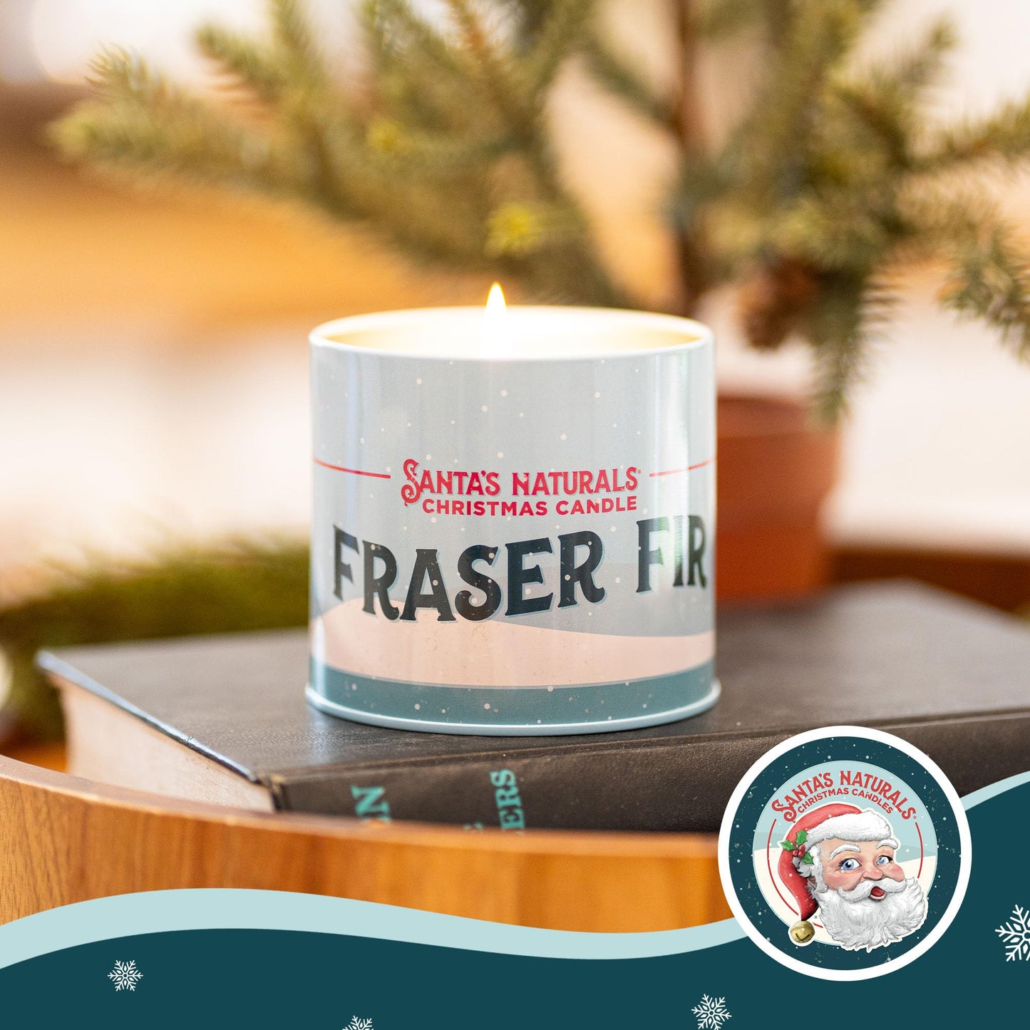 Santa's Naturals Fraser Fir Christmas Candle for Holidays & Gifts, Fresh Cut Tree Scent, Soy & Beeswax Blend, 30+ Hour Burn, 9 oz