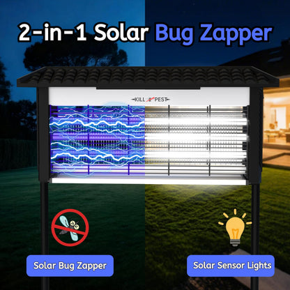 ZETAWALE Solar Powered Bug Zapper Outdoor, 4500V Mosquito Trap with 45W Solar Panel, Fly Trap & Mosquito Killer, 8000mAh Battery, IPX5 Waterproof, Covers Up to 4000 Sq.Ft for Patio, Backyard, Garden