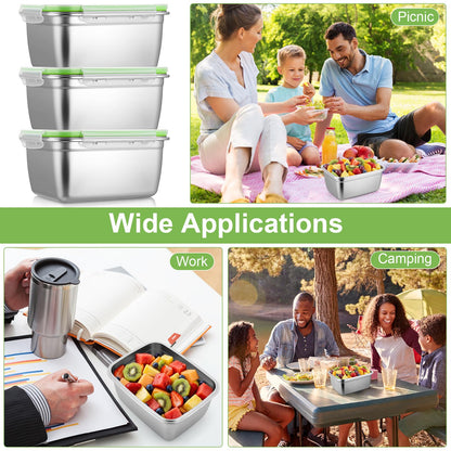 Blushtier 12 PC 304 Stainless Steel Food Storage Containers with Airtight Lids, 95oz/2800ml Metal Meal Prep Containers Bento Box, Freezer Dishwasher Safe Keep Food Fresh for Kitchen, Picnic, Camping