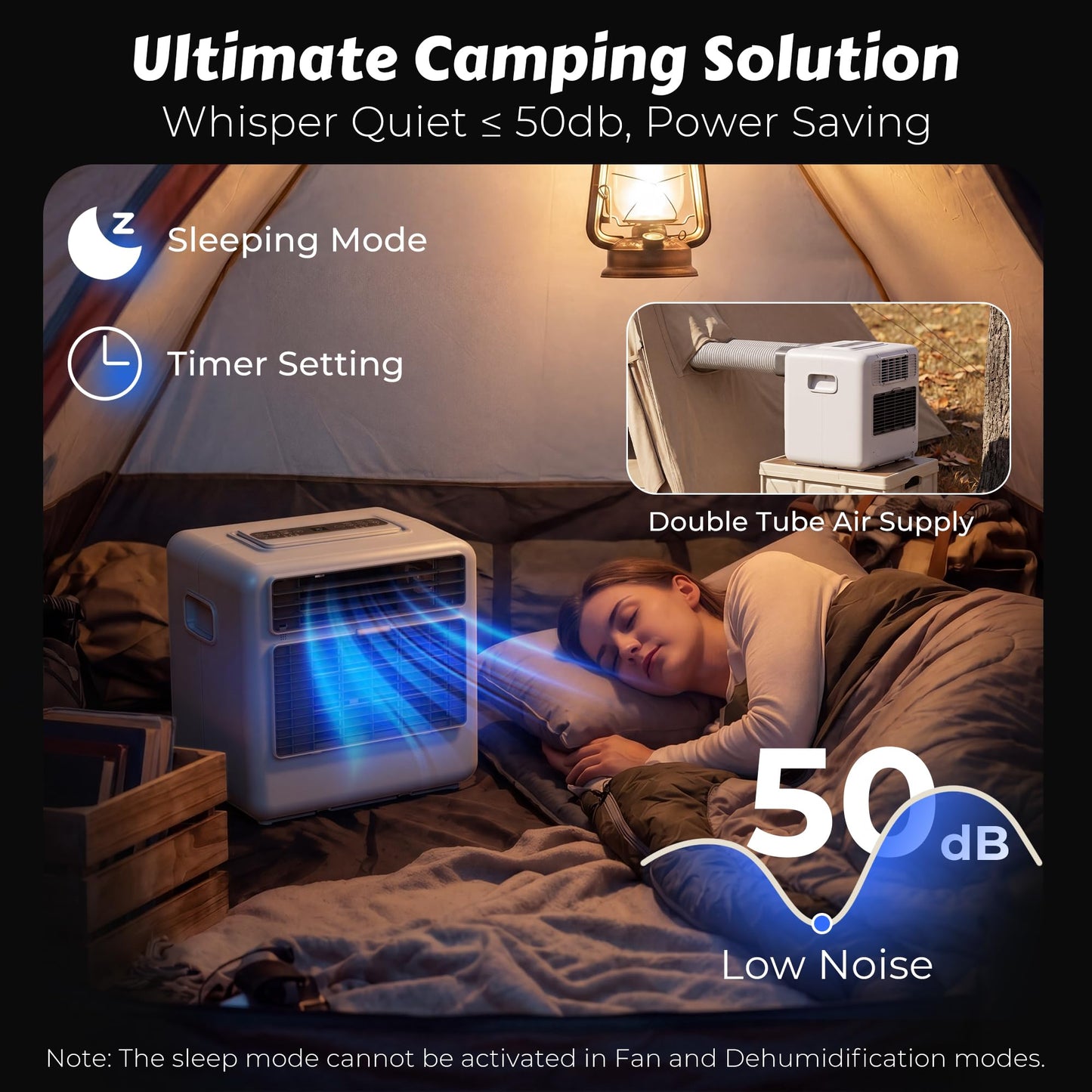 Disaenvir Tent Air Conditioner - Portable Air Conditioner 3300BTU, Compact Air Cooler AC Unit, 24 Hours Timer, Safety Lock, 3 Modes for Tent, Camping, RV, Truck, 110v Plug in, No Battery (White)