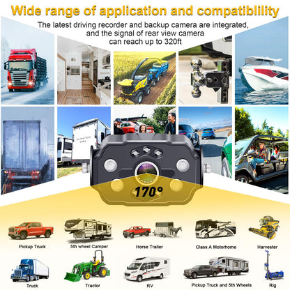AMTIFO Wireless RV Backup Camera System - 2 HD 1080P Cameras with 7" Split-Screen Monitor,Compatible with Furrion Pre-Wired RVs,Loop Recording,Night Vision,Easy Install for Trailers Campers Trucks