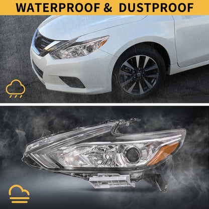 ShotFiled Halogen Headlights w/o LED DRL Headlamp Compatible with 2016 2017 2018 Nissan Altima Chrome Housing Headlights（Left Driver Side