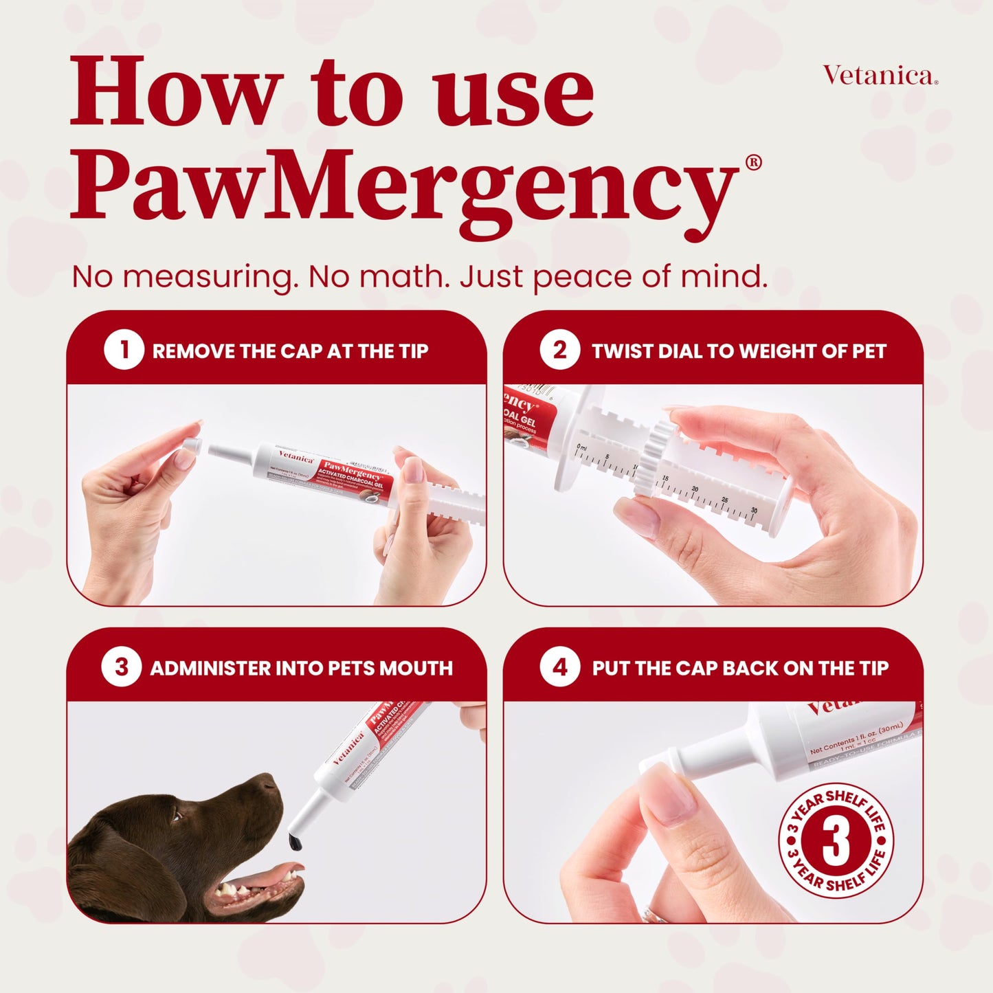 Vetanica PawMergency – Activated Charcoal First Aid Kit Emergency Rescue 5 Pack for Dogs, Cats, Puppy & Pet Poison Kit, Camping Survival Remedy Essential, Oral Anti Diarrhea Digestive Absorb Toxins