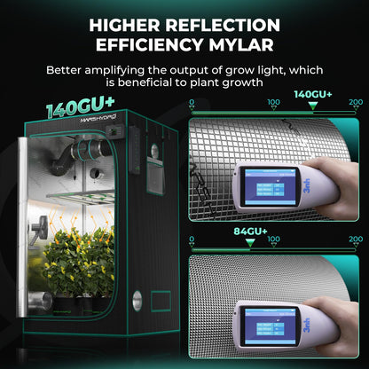 MARS HYDRO 5x2.6 Advanced Grow Tent, 60"x32"x80" High Reflective Mylar 1680D for Hydroponics Indoor Plant Growing, with Observation Window,Floor Tray and Smooth Zipper for TSL2000/SP3000