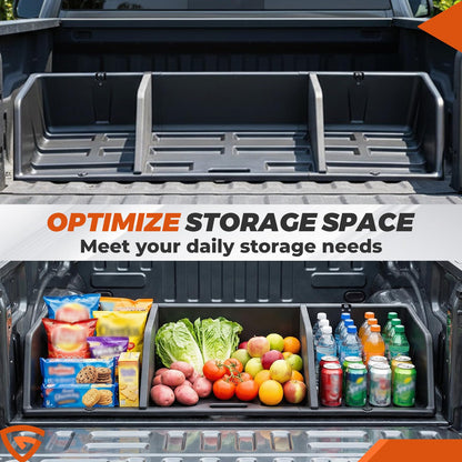 GEARLAST 56 inch Truck Bed Cargo Box, Truck Bed Organizers and Storage,Truck Bed Storage System with Isolation Netting and Tarpaulin, Tailgate-slide Design for Effortless Loading/Unloading