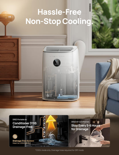 DREO Portable Air Conditioner 318S, 8000 BTU ASHRAE (5000 BTU DOE) Smart AC Unit for Bedroom with Drainage-free Cooling, Fan&Dehumidifier 3 in 1, APP/Voice/Remote, Quiet Standing AC for Room Indoors