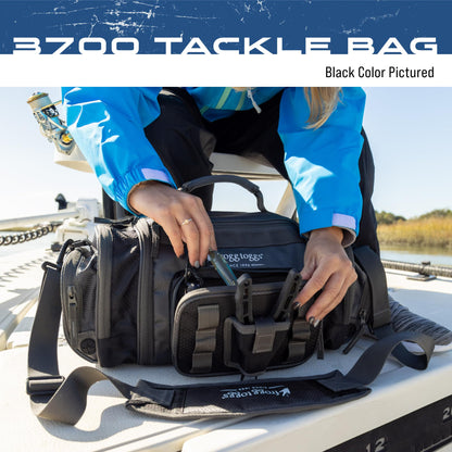 FROGG TOGGS Heavy Duty Fishing Tackle Duffle Bag, Includes Bait Trays, Black, 3700