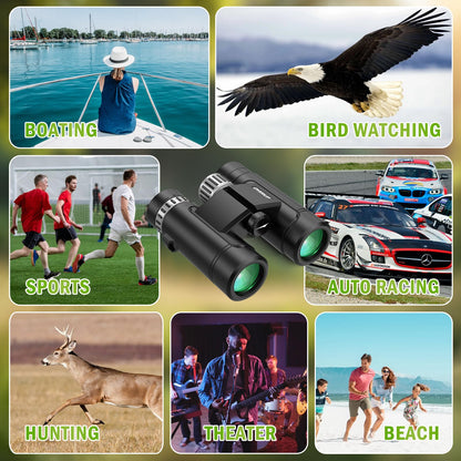 Compact Binoculars for Adults 10x26 High Powered, Pocket Binoculars for Bird Watching, Waterproof BAK4 FMC, Lightweight One-Handed Use