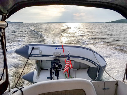 Newport 10ft 6in Newport Model Inflatable Dinghy Boat Transom Sport Tender - 5 Person - 15HP USCG Rated, White/Gray