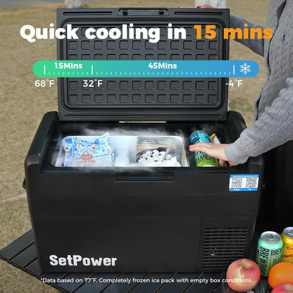 Setpower 12V Refrigerator 21 Quart Portable Freezer 50 Hours Keep Cool,Electric Cooler for Vehicles Car Refrigerator for Car Camping Truck Van RV SUV Road Trip Travel (3-year warranty)