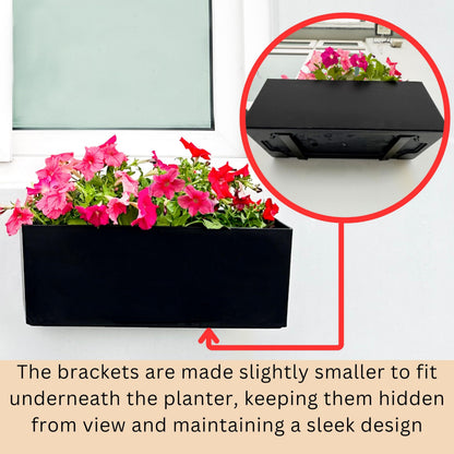 LaLaGreen Wall Planters for Outdoor (14 Inch, 4 Pack) Black Self Watering System Hanging Planter Box Flower Pot, Rectangular Wall Mount Indoor Vertical Living Garden Decoration Window Sill Herb Trendy