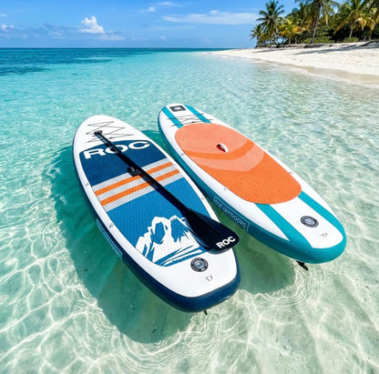 Roc Inflatable Stand Up Paddle Board with Premium SUP Paddle Board Accessories, Wide Stable Design, Non-Slip Comfort Deck for Youth & Adults (Aquas)