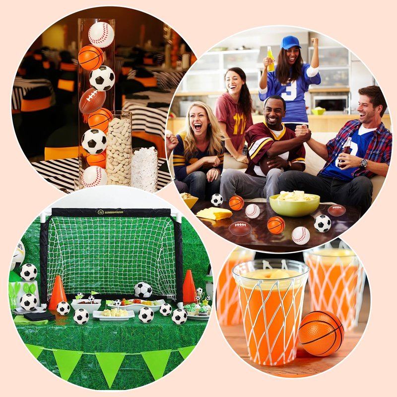 16 PCS Stress Balls Party Favor for Kids 8-12 Goodie Bag Stuffers Squeeze Toys Classroom Prizes for Kids Pinata Stuffers Boys Birthday End of Year Gifts Sport Party Foam Bouncy Balls Bulk Small Toys