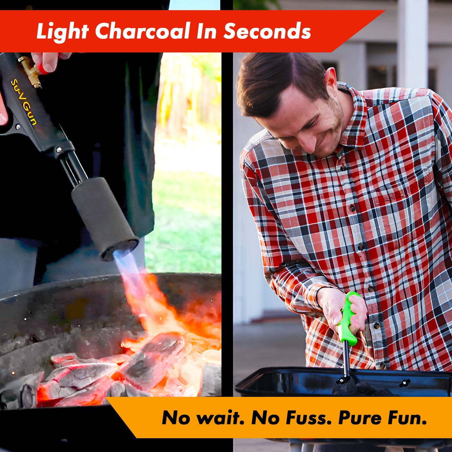 Grillblazer Su-VGun Propane Torch with Stand – High Power 240,000+ BTU Flame Thrower Gun for Instant, Steak Searing, Charcoal Ignition, Backyard BBQ, Campfire, Outdoor Cooking – Handheld Blowtorch