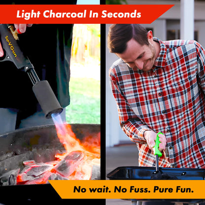 Grillblazer Su-VGun Propane Torch with Stand – High Power 240,000+ BTU Flame Thrower Gun for Instant, Steak Searing, Charcoal Ignition, Backyard BBQ, Campfire, Outdoor Cooking – Handheld Blowtorch
