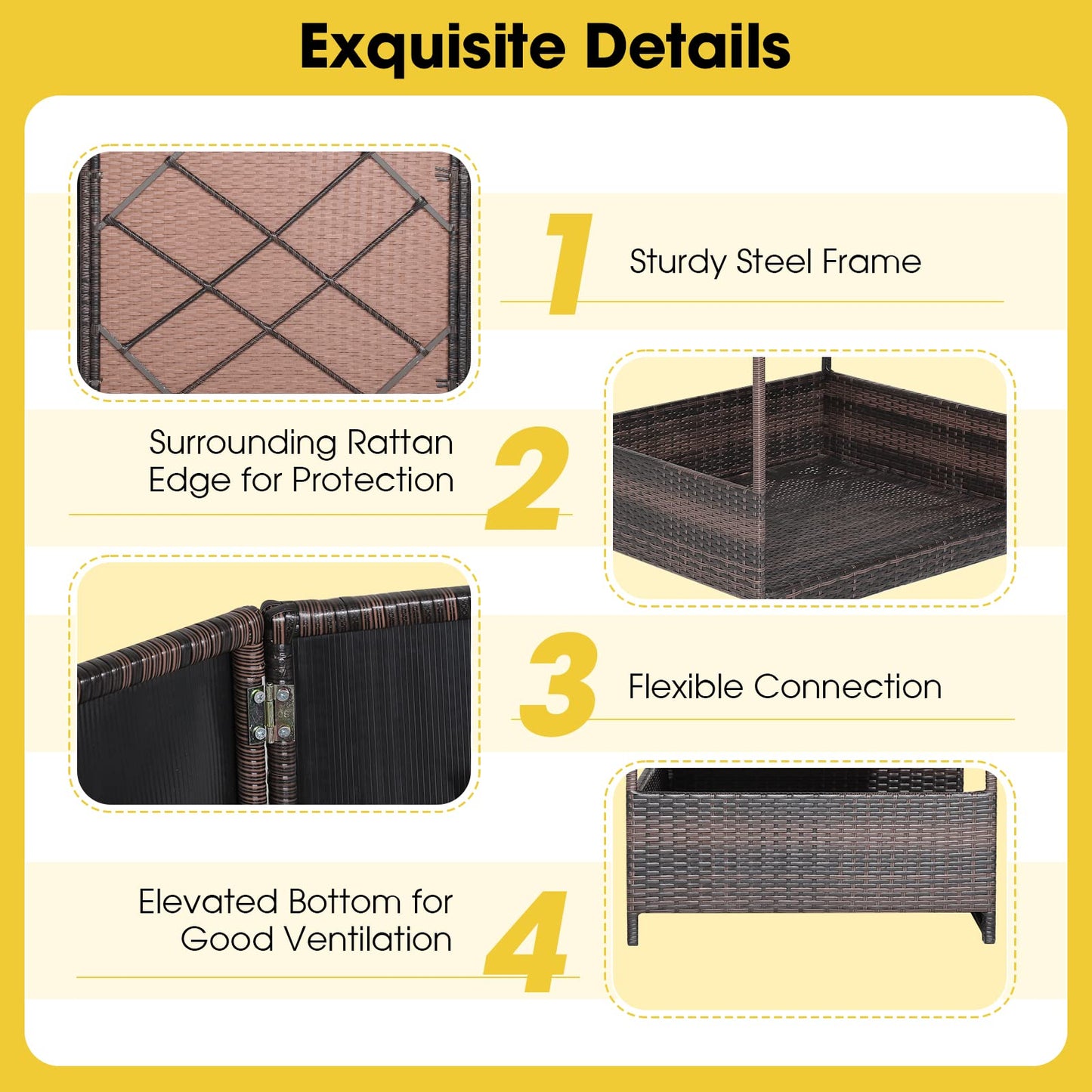 PETSITE Wicker Elevated Dog Bed with Weatherproof Roof, Raised Rattan Pet House Indoor/Outdoor with Removable Cushion Lounge for Small, Medium Dogs