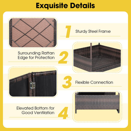 PETSITE Wicker Elevated Dog Bed with Weatherproof Roof, Raised Rattan Pet House Indoor/Outdoor with Removable Cushion Lounge for Small, Medium Dogs