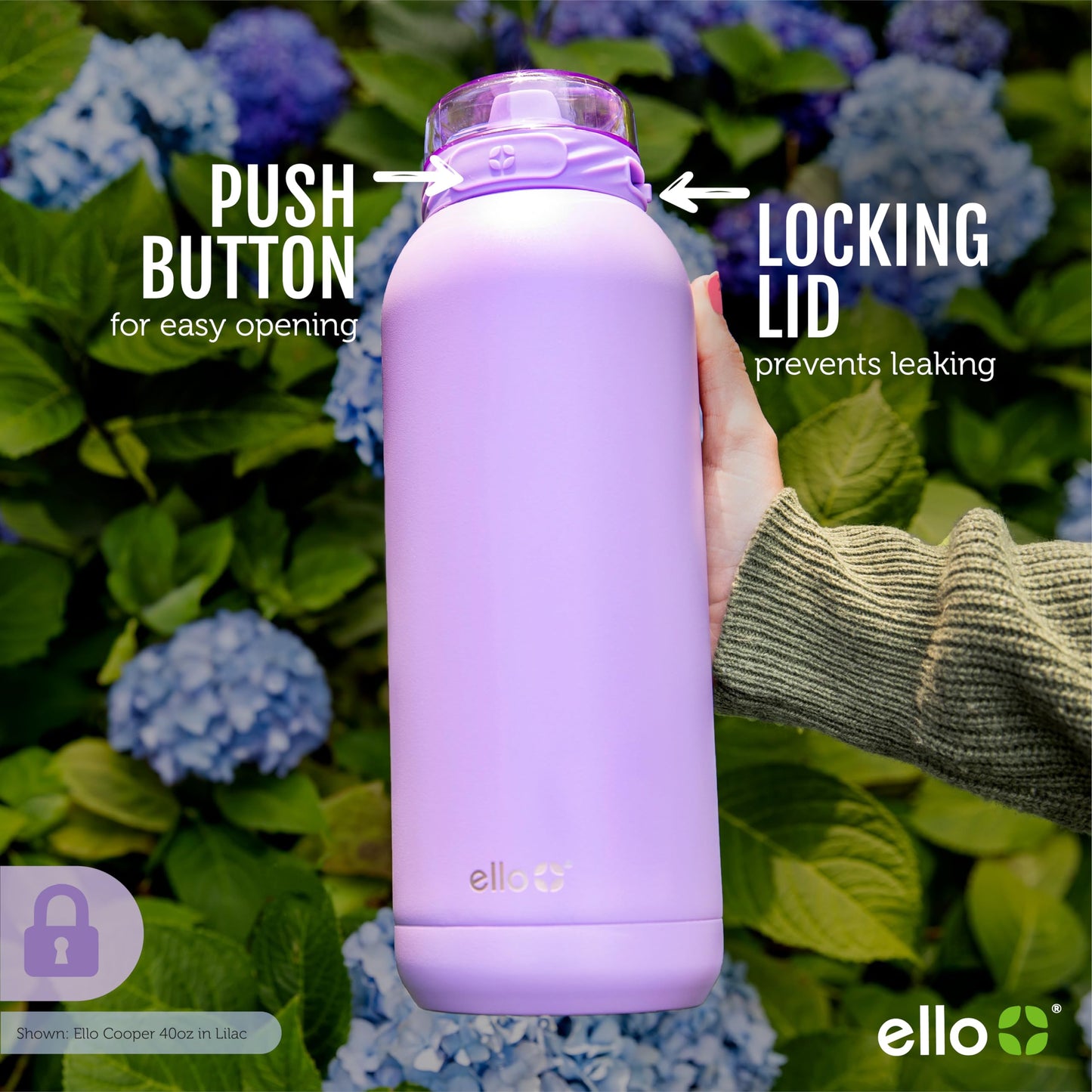 Ello Cooper 32oz Stainless Steel Water Bottle with Straw and Carry Handle, Double Walled and Vacuum Insulated Metal, Leak Proof Locking Lid with Soft Silicone Spout, Reusbale, BPA Free, Halogen Blue