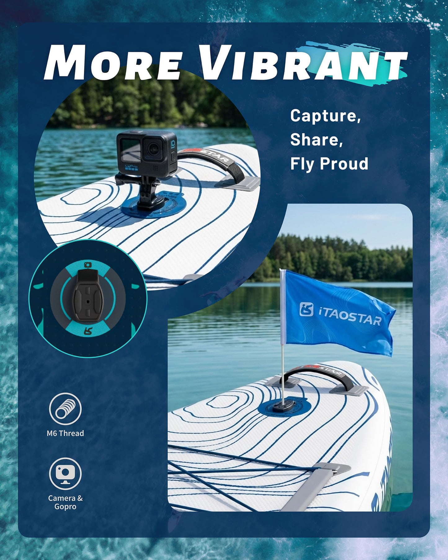 iTAOSTAR Adventure 12' × 35" Inflatable Stand Up Paddle Board with Seat, Extra Wide SUP Board with 5 Fins Stable Design for Adults, Youth, All Skill Levels, Lakes, Oceans & Fishing