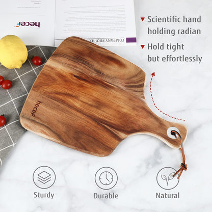 hecef Cheese Board set of 3,a Acacia Wood Cheese Plate, a Knife, a Fork, Charcuterie Board Platter Slate Serving Set(Cheese board with 2 knives)