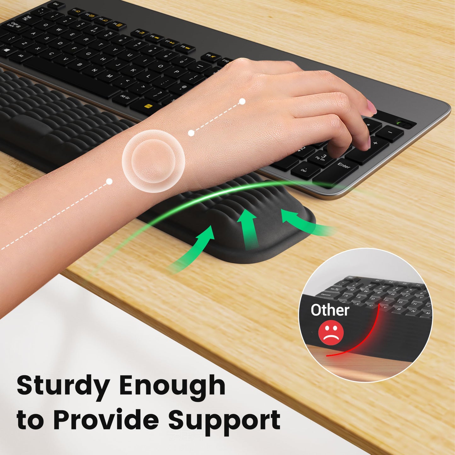MEKASS Ergonomic Wrist Rest for Keyboard and Mouse, Soft Memory Foam Keyboard Wrist Rest Set with Non-Slip Silicone Base, Easy Typing, Pain Relief, Comfort for Office, Work, Gaming (Classic Black)