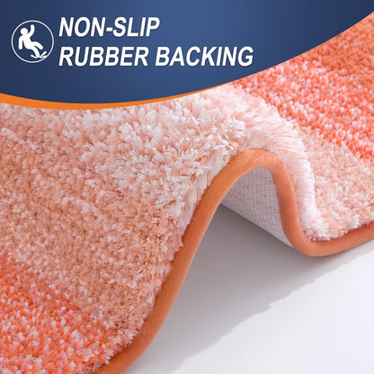 OLANLY Large Bath Rugs - Extra Soft Microfiber, Quick Dry, Machine Washable | 50x30 Inches, Coral Color
