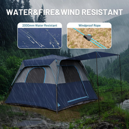 TIMBER RIDGE 6 Person Blackout Design Camping Tent, 60s Easy Setup Instant Cabin Tent for Family with Rainfly, Water-Resistant, 9' x 9' x 72" for Outdoor Adventures Gatherings
