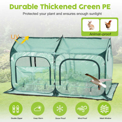 Pop up Greenhouse Tent Cover Tunnel Plant House,Large Gardening Flower Sunshine Room with Mesh Windows,Backyard PE Cover for Cold Frost Protector with Stakes and Rope Guys