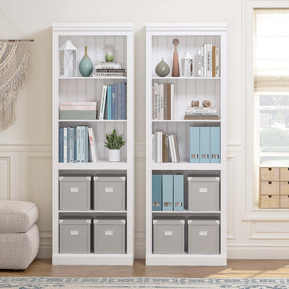 Spirich 5 Tier White Bookshelf, Tall Bookshelf with Storage, Open Wooden Book Shelf, Modern Large Bookcase for Living Room, Home Office, Dinning Room