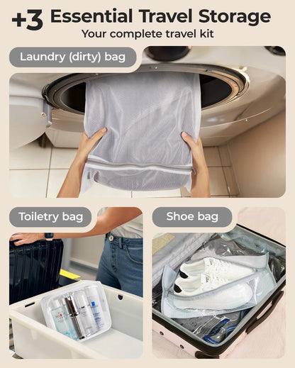 BAGSMART Vacuum Bags for Travel with Rechargeable Air Pump, Portable Space Saver Bags for Travel & Home, Vacuum Compression Seal Bag for Clothing, 18 Pack with Shoe, Laundry & Toiletry Bags