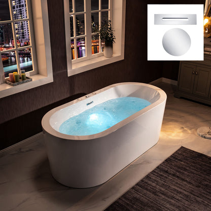 WOODBRIDGE 67" Air Bubble and Whirlpool Jetted Freestanding Bathtub B0030 / BTS1606