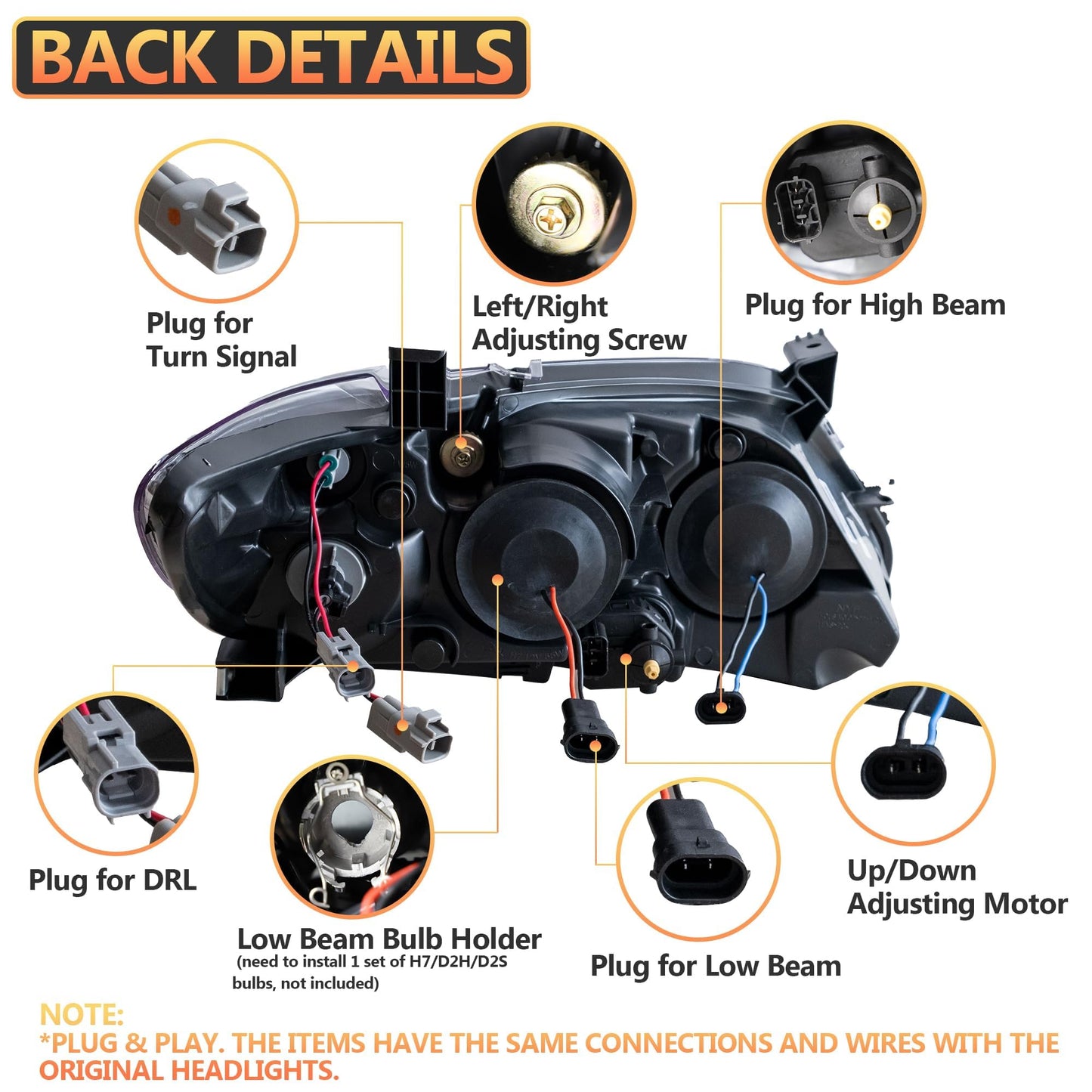 VLAND Headlights Assembly for 2010 2011 Toyota Camry Base, SE, LE, XLE Seden (US Version), Front Headlamp Assembly with Sequential Turn Signals, 1 Pair