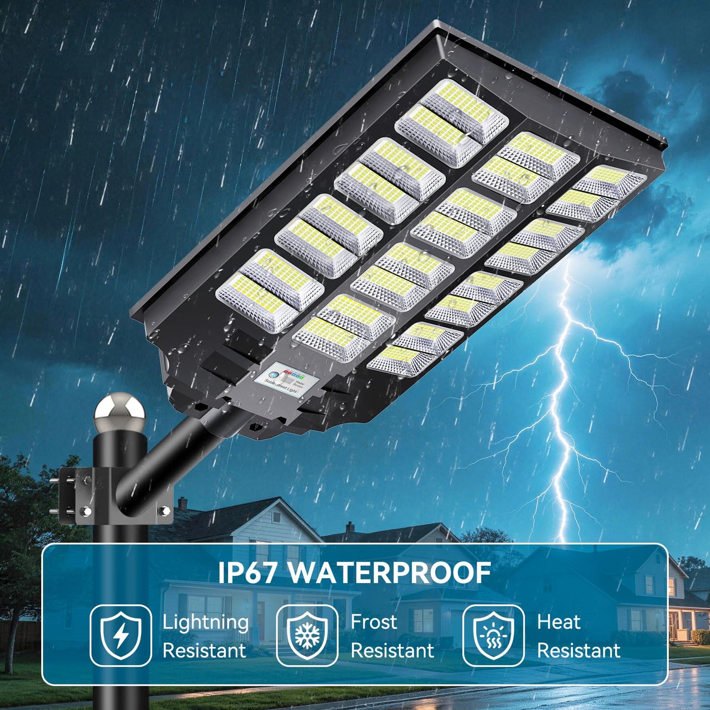 VOOJOY 8000W Solar Street Lights Outdoor Waterproof, Dusk to Dawn Solar Lights Outdoor, LED Flood Security Light with Motion Sensor and Remote Control for Yard, Parking Lot, Garage, Street, 3 Pack