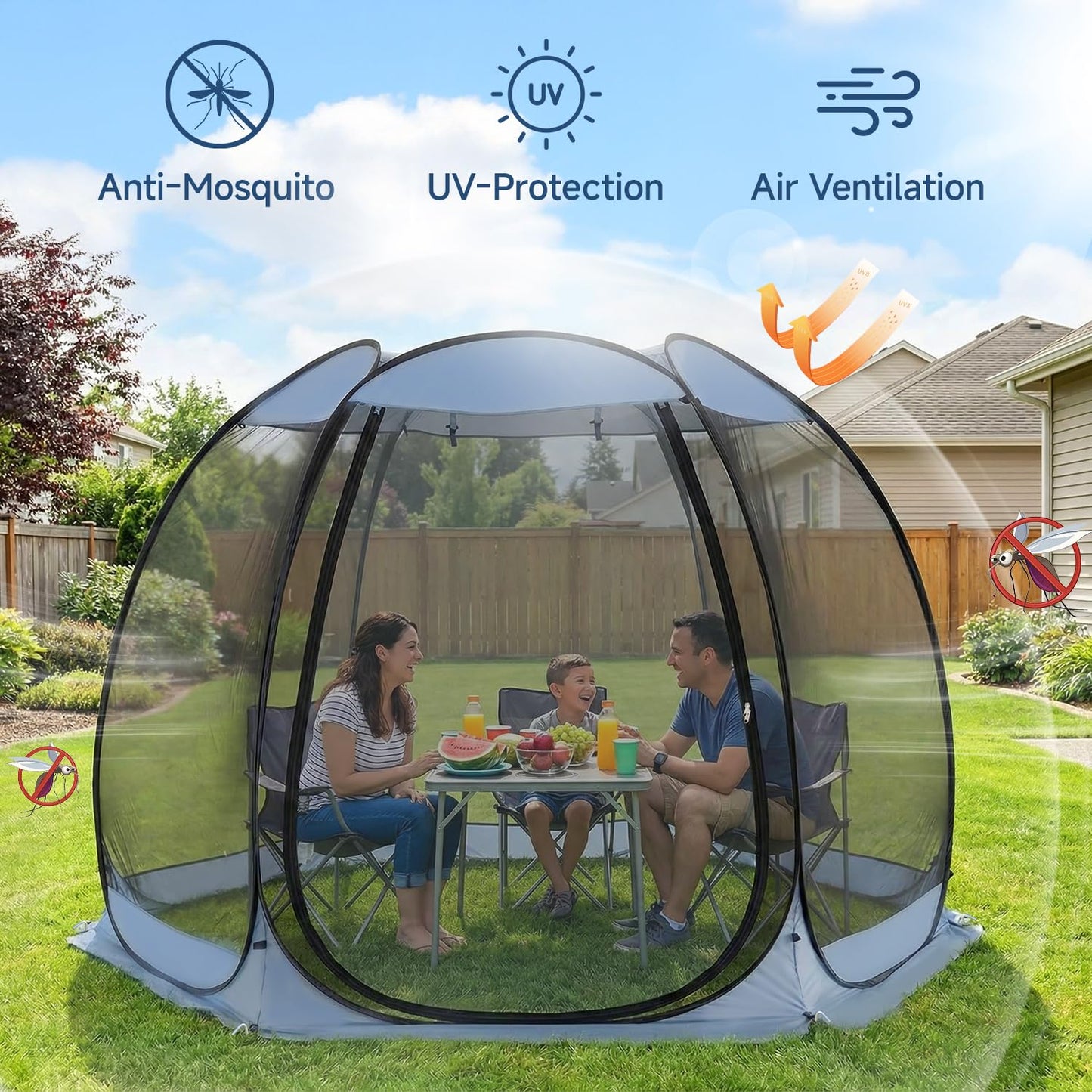 Alvantor 10'x10' Pop Up Screen House Tent, Instant Outdoor Gazebo with Mosquito Netting & UPF 50+ Sun Protection, Portable Canopy Shelter for Patio, Backyard, Camping (4-6 Person),Charcoal Gray